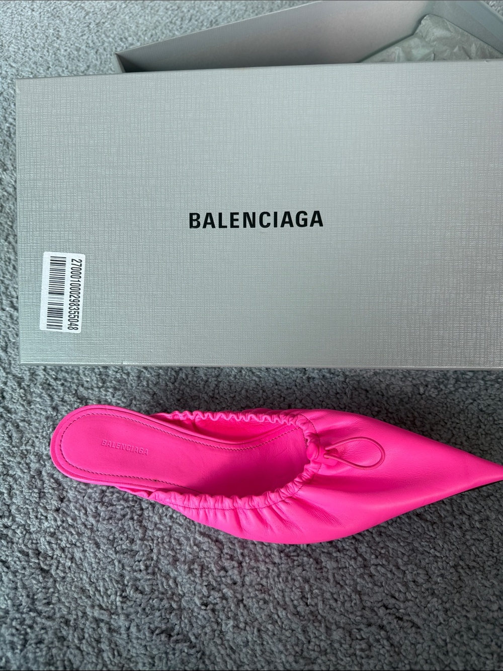 Balenciaga Hot Pink Pointed Leather Slip-On Mule